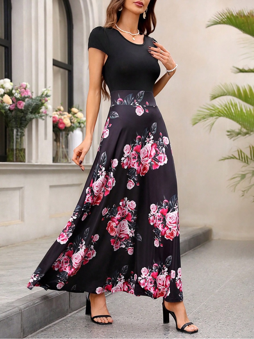 SHEIN Curve Floral Print Maxi Dress - EUC